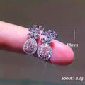 Silver Tone Pink Teardrop Halo Flower Crystal Drop Earrings view 5