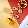 Coin Chain and Gold Ingot Keychains in Red and Gold Finishes view 6