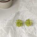 Light Green Translucent Flower Petal Cluster Stud Earrings view 1