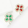 Four Leaf Clover Brooch With Teardrop Crystals and Pearl view 1