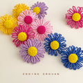 Oversized Woven Raffia Daisy Flower Stud Earrings Two Styles view 1