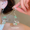 Crystal Flower Drop Earrings in Purple and Green Fashion Jewelry view 4