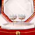 Silver Tone Round Halo CZ Stud Earrings Clear Center Stones view 4