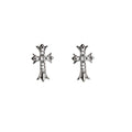 Silver Mini Crystal Cross Stud Earrings Clear CZ Pair view 5