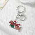 Silver Tone Christmas Dachshund Split-Ring Keychain with Lobster Clasp view 3