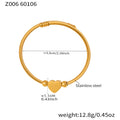 Geometric Heart Soft Cable Open Bangles Gold Steel view 6