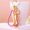 Pink-Braided-Loop Pink-Peep-Toe-Heel