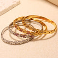 Stainless Steel Chain Link Hinge Bangle With Zircon Accents view 3
