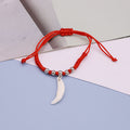 Red Cord White Tooth Shape Beaded Adjustable Bracelets view 2