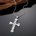 Antique Silver Tone Ornate Cross Ball Chain Pendant Necklaces view 7