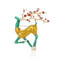 Crystal Deer Brooch In 2 Styles With Polished Metal And Decorative Details view 4