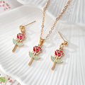 Enamel Fruit Plant Stud Earring Necklace Sets 7 Motifs view 9