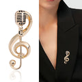 Treble Clef Microphone Brooch Gold and Silver Tone view 2