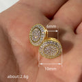 Round Halo Pavé Crystal Stud Earrings Two Metal Tones view 4