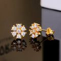 Floral Cluster Crystal Stud Earrings in Two Finishes view 2