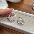 White Floral Basket Pearl Huggie Hoop Earrings Fashion Jewelry view 3