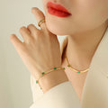 Gold Snake Chain Necklace And Bracelet With Baguette Zircons view 7
