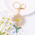 Rhinestone Daisy Flower Keychain Gold Clasp Four Colors view 8