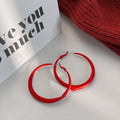 Red Hoop Earrings in Eight Geometric Textured Designs view 3