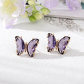 Gold Tone Faceted Crystal Butterfly Stud Earrings in Ten Colors view 8