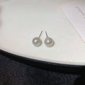 Gray Pearl Stud Earrings in Four Graduated Round Sizes view 6