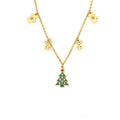 Gold Enamel Christmas Tree Zircon Charm Necklace Stainless view 5