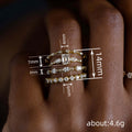 Mixed-Cut Clear Stone Four-Ring Stack Set In Polished Gold Tone view 4