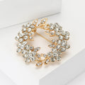Crystal Leaf Wreath Brooch in Three Metal Finishes view 3