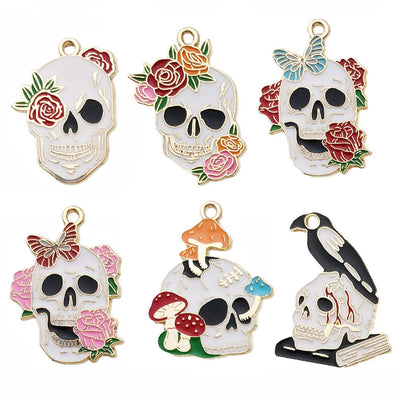 Colorful assorted shape charms arranged on a light background