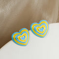Enamel Layered Heart and Star Stud Earrings Four Colors view 7