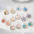 Round Gold Rim Resin Dried Flower Drop Earrings 7 Styles view 1
