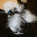 White Feather Bow and Butterfly Ear Cuffs with Crystal Accents view 2