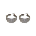Wide Crystal Hoop Earrings in Gold and Silver Tone view 5