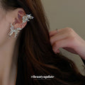 Silver Crystal Double Butterfly Climber Drop Earrings view 1