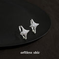 Silver Tone Clear Stone Starburst Huggie Hoop Earrings view 6