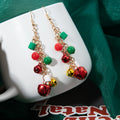 Christmas Bell Bead and Chain Tassel Hook Earrings view 2
