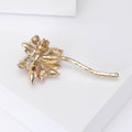Pink Layered Flower Crystal Metal Brooch with Curved Stem view 3