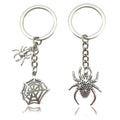 Silver-Tone Metal Spider And Spider Web Charm Keychains, 2 Styles view 1