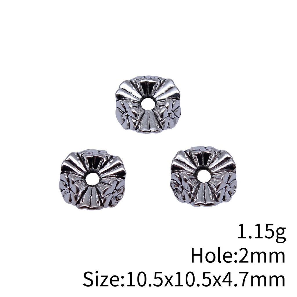 10.5x10.5x4.7mm 1.15g Antique Silver Zinc Alloy Flower Small Hole Spacer Beads for Jewelry Making