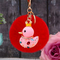 Jeweled Duck Keychains with Pom Pom and Plain Color Options view 4