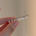 Asymmetric Pearl Ear Climber and Single Stud Earrings view 4