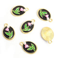 Enamel Tulip Oval Jewelry Components For DIY Earrings And Bracelets Charms view 8