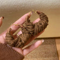Brown Knitted Hoop Statement Earrings Decorative Jewelry Design view 6