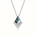 White Gold Marble Look Diamond Pendant Necklace Chain view 1
