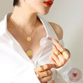 Double Layer Round Disc Pendant Necklace Sun Landscape view 2