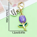Thank You Heart And Tulip Metal Charm With Lobster Clasp, 6 Colors view 3