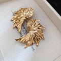 Gold Tone Pleated Wing Statement Stud Earrings Fashion Jewelry for Women view 6
