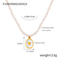 Freshwater Pearl Necklace Gold Shell Disc Pendant Titanium view 6