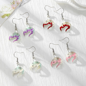 Translucent Gradient Mermaid Tail Drop Earrings in Four Colors