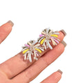 Multicolor Crystal Firework Silver Tone Stud Earrings view 5